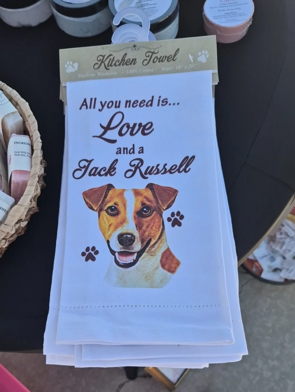 Kitchen Towel - White with Jack Russell Design